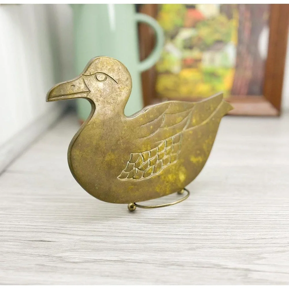 Vintage Brass Duck Trivet: Retro‎ Nautical Decor